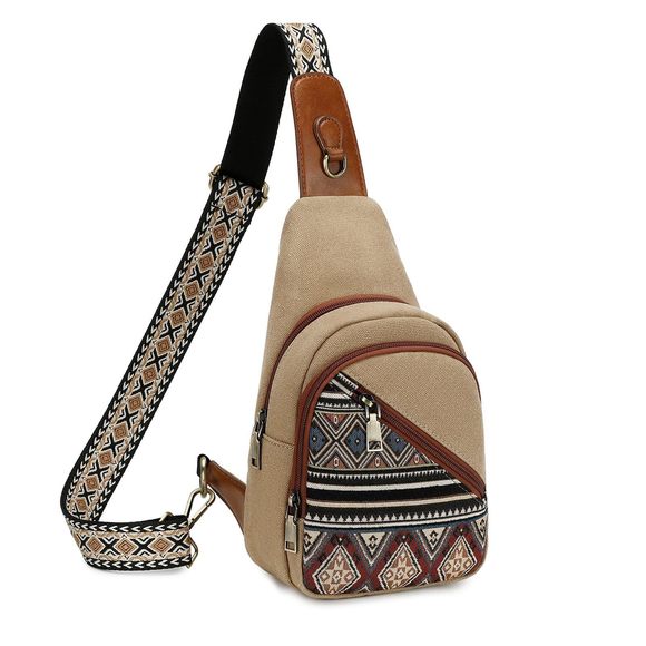 Sling Bag, Canvas Crossbody Boho Sling Backpack With Detachable UwU - Picture 1 of 7